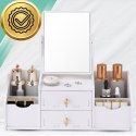 Toaletka z Lustrem Organizer na Kosmetyki dla Dzieci i Dorosłych Biała 40x35x20 cm