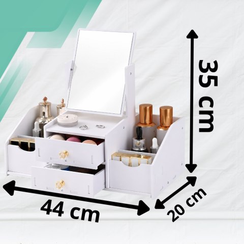 Toaletka z Lustrem Organizer na Kosmetyki dla Dzieci i Dorosłych Biała 40x35x20 cm