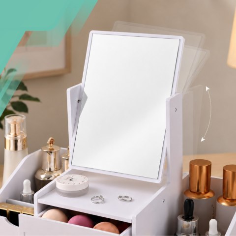 Toaletka z Lustrem Organizer na Kosmetyki dla Dzieci i Dorosłych Biała 40x35x20 cm