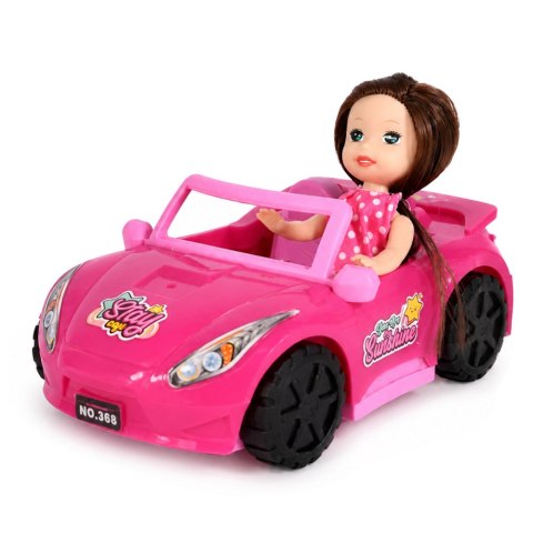 Zestaw Mini Laleczka w Samochodzie Kabriolet Figurka Pieska Różowy