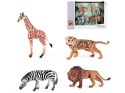 Figurki Zwierząt Dzikie Zwierzęta Zestaw 4 Figurek Lew Tygrys Zebra Żyrafa ZOO Safari