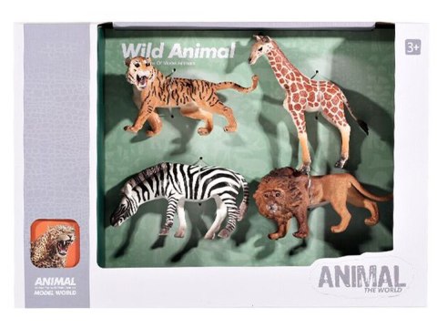 Figurki Zwierząt Dzikie Zwierzęta Zestaw 4 Figurek Lew Tygrys Zebra Żyrafa ZOO Safari