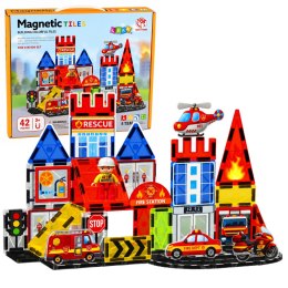 Klocki Magnetyczne Konstrukcyjne Baza Strażacka Straż Pożarna 42 el.