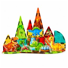Klocki Magnetyczne Konstrukcyjne Dinozaury Wulkan Kolorowe 31 el.
