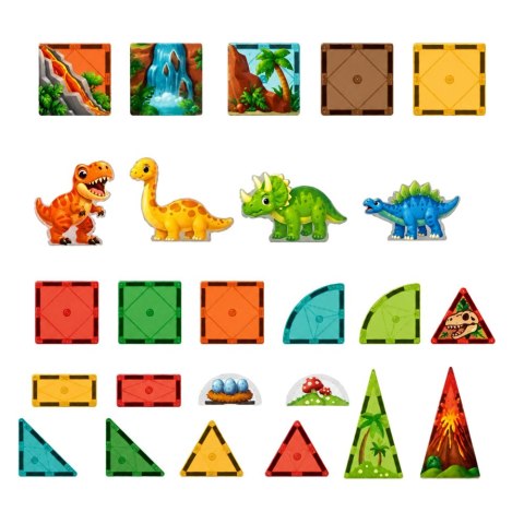 Klocki Magnetyczne Konstrukcyjne Dinozaury Wulkan Kolorowe 31 el.