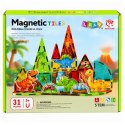 Klocki Magnetyczne Konstrukcyjne Dinozaury Wulkan Kolorowe 31 el.