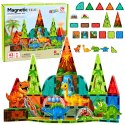 Klocki Magnetyczne Konstrukcyjne Dinozaury Wulkan Kolorowe 43 el.