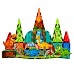 Klocki Magnetyczne Konstrukcyjne Dinozaury Wulkan Kolorowe 43 el.