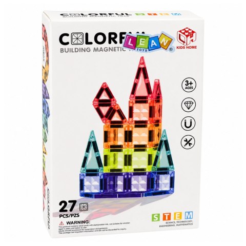 Klocki Magnetyczne Konstrukcyjne Panele 3D Kreatywne STEM Kolorowe 27 el.