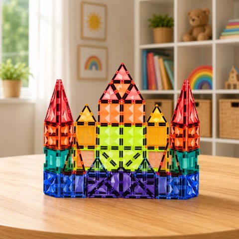Klocki Magnetyczne Konstrukcyjne Panele 3D Kreatywne STEM Kolorowe 73 el.