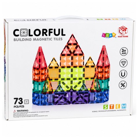 Klocki Magnetyczne Konstrukcyjne Panele 3D Kreatywne STEM Kolorowe 73 el.