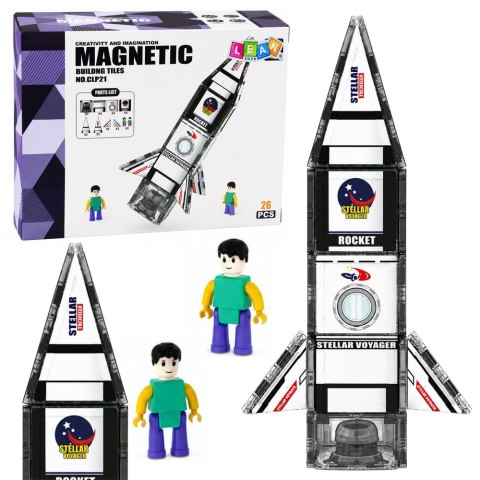 Klocki Magnetyczne Konstrukcyjne Rakieta Kosmiczna Figurki 26 el.