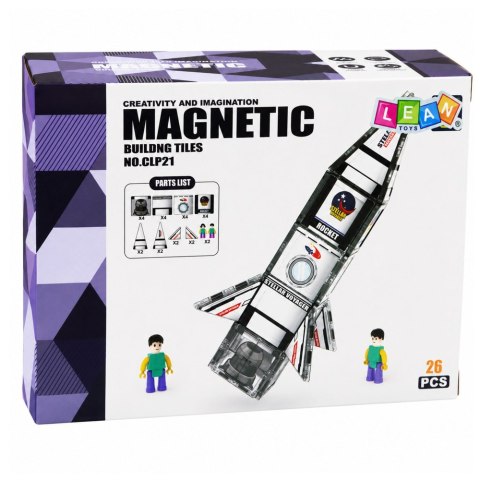 Klocki Magnetyczne Konstrukcyjne Rakieta Kosmiczna Figurki 26 el.
