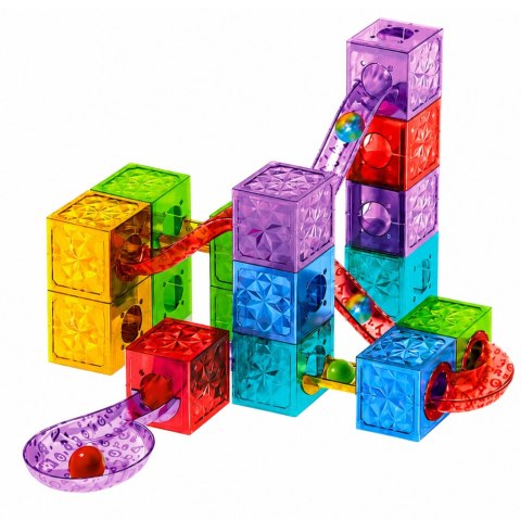Klocki Magnetyczne Konstrukcyjne Sześciany Tor Kulkowy Kolorowe 33 el.