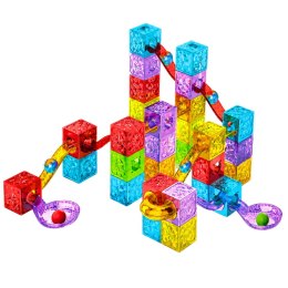 Klocki Magnetyczne Konstrukcyjne Sześciany Tor Kulkowy Kolorowe 60 el.