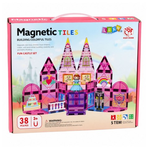 Klocki Magnetyczne Konstrukcyjne Zamek Księżniczki Różowe 38 el.