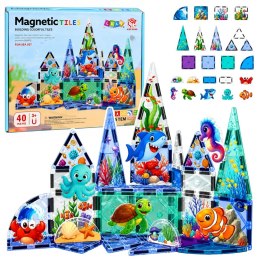 Klocki Magnetyczne Konstrukcyjne Zwierzęta Morskie Ocean 40 el.