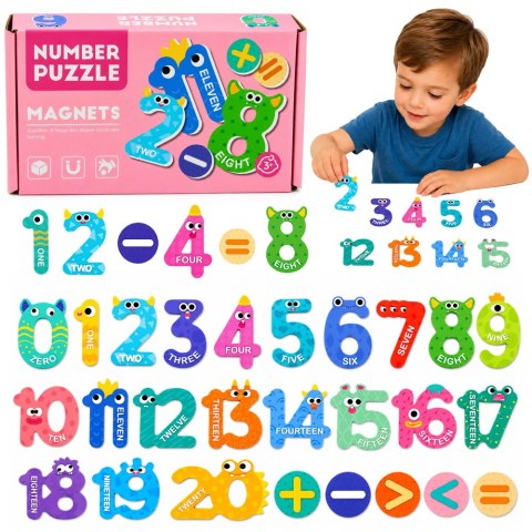 Puzzle Magnetyczne Działania i Liczby Działania Magnesy Edukacyjne 26 el.