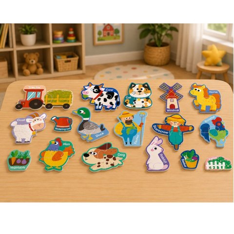 Puzzle Magnetyczne Zwierzęta Domowe Farma Magnesy Na Lodówkę Tablice 30 el.