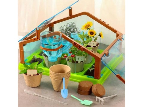 Szklarnia Dla Dzieci Mini Ogród Ogródek Plantacja + Akcesoria NIEBIESKA