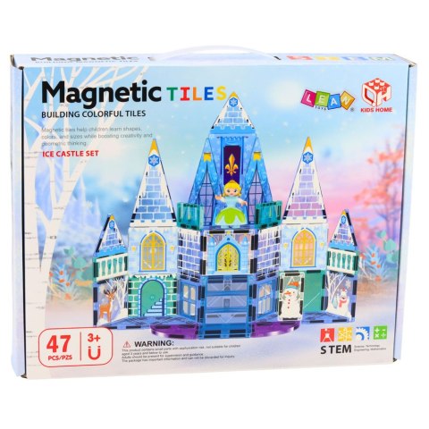 Klocki Magnetyczne Konstrukcyjne Zamek Lodowej Księżniczki Niebieskie 47 el.