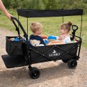 Wózek transportowy LUARO plażowy składany z daszkiem i siatką 120l czarny