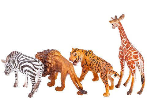 Figurki Zwierząt Dzikie Zwierzęta Zestaw 4 Figurek Lew Tygrys Zebra Żyrafa ZOO Safari