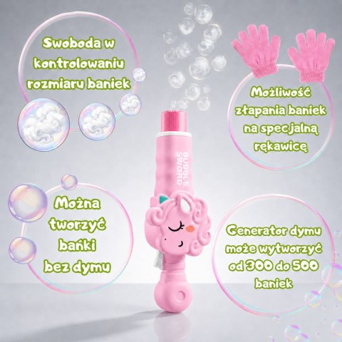 WOOPIE Magiczny Pistolet Na Bańki z Dymem Maszynka Do Baniek Jednorożec