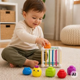 WOOPIE BABY Elastyczna Kostka Sensoryczna Sorter dla Dzieci Zwierzątka + Grzechotka 7 el.