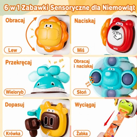 WOOPIE BABY Kostka Sensoryczna 6w1 - Zwierzątka