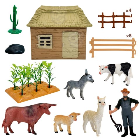 WOOPIE Zestaw Farma ze Zwierzętami Domek Figurki 37 el. Mały Farmer