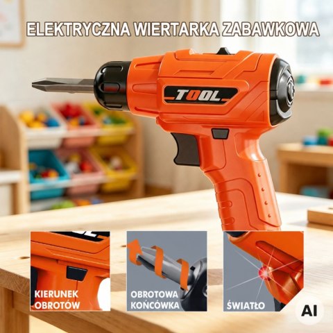 WOOPIE Zestaw Narzędzi w Walizce 78el. Mały Majsterkowicz Wiertarka na Baterie Światło