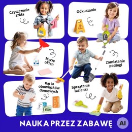 Woopie Zestaw Do Sprzątania Dla Dzieci Wózek Odkurzacz Akcesoria XXL 22 el