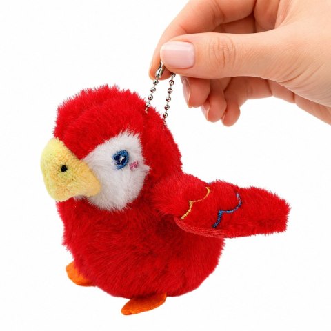 Pluszowy Ptaszek Papuga Maskotka Na Breloku z Zawieszką Czerwona 9 cm