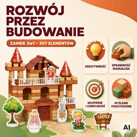 Zamek z Cegiełek 3w1 506 el. Figurki Zestaw Konstrukcyjny DIY dla Dzieci