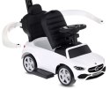 Jeździk pchacz chodzik dla dziecka Mercedes C-Class DELUXE z popychaczem z podnóżkiem i siedzeniem ze skóry PU biały