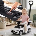 Jeździk pchacz chodzik dla dziecka Mercedes C-Class DELUXE z popychaczem z podnóżkiem i siedzeniem ze skóry PU biały