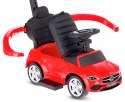 Jeździk pchacz chodzik dla dziecka Mercedes C-Class DELUXE z popychaczem z podnóżkiem i siedzeniem ze skóry PU czerwony