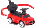Jeździk pchacz chodzik dla dziecka Mercedes C-Class DELUXE z popychaczem z podnóżkiem i siedzeniem ze skóry PU czerwony