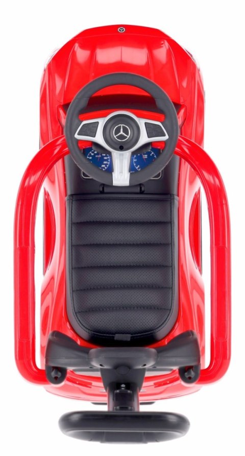 Jeździk pchacz chodzik dla dziecka Mercedes C-Class DELUXE z popychaczem z podnóżkiem i siedzeniem ze skóry PU czerwony