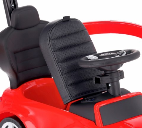 Jeździk pchacz chodzik dla dziecka Mercedes C-Class DELUXE z popychaczem z podnóżkiem i siedzeniem ze skóry PU czerwony