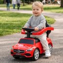 Jeździk pchacz chodzik dla dziecka Mercedes C-Class DELUXE z popychaczem z podnóżkiem i siedzeniem ze skóry PU czerwony