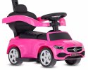 Jeździk pchacz chodzik dla dziecka Mercedes C-Class DELUXE z popychaczem z podnóżkiem i siedzeniem ze skóry PU różowy