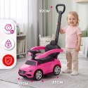 Jeździk pchacz chodzik dla dziecka Mercedes C-Class DELUXE z popychaczem z podnóżkiem i siedzeniem ze skóry PU różowy