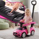 Jeździk pchacz chodzik dla dziecka Mercedes C-Class DELUXE z popychaczem z podnóżkiem i siedzeniem ze skóry PU różowy