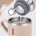 Termos 500 ml + 3 Kubki Zestaw Termiczny Stal Nierdzewna Turystyczny Prezent RÓŻOWY