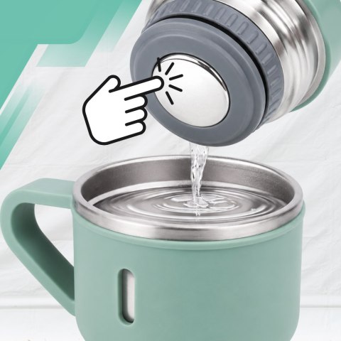 Termos 500 ml + 3 Kubki Zestaw Termiczny Stal Nierdzewna Turystyczny Prezent ZIELONY