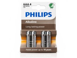 Bateria Alkaliczna Philips 1,5V LR03 AAA Alkaline - Blister 4 Sztuki