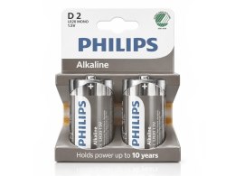 Bateria Alkaliczna Philips 1,5V LR20 D Alkaline - Blister 2 Sztuki