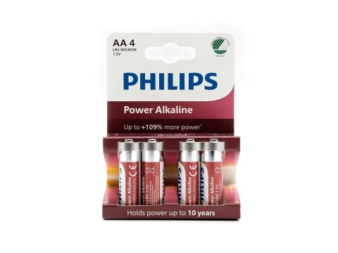 Bateria Alkaliczna Philips 1,5V LR6 AA Power Alkaline - Blister 4 Sztuki